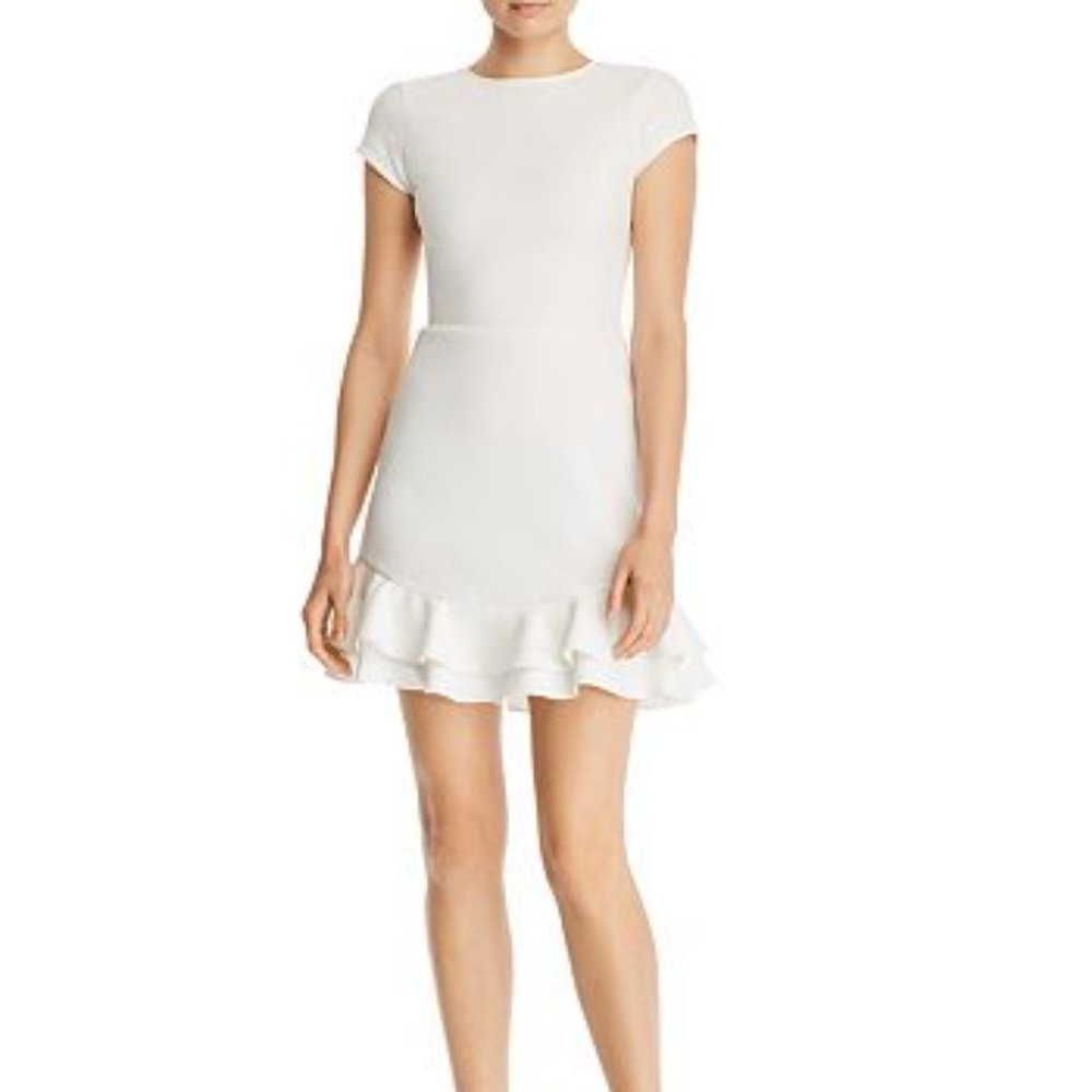 Aqua Textured Ruffle-Hem Dress